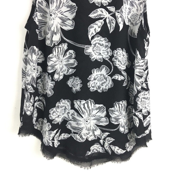 Who What Wear Womens Top Small Black White Floral Sleeveless Chiffon Blouse - Picture 6 of 11